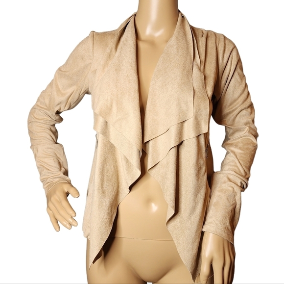 Carmen faux suede waterfall open front cardigan jacket - Picture 3 of 17